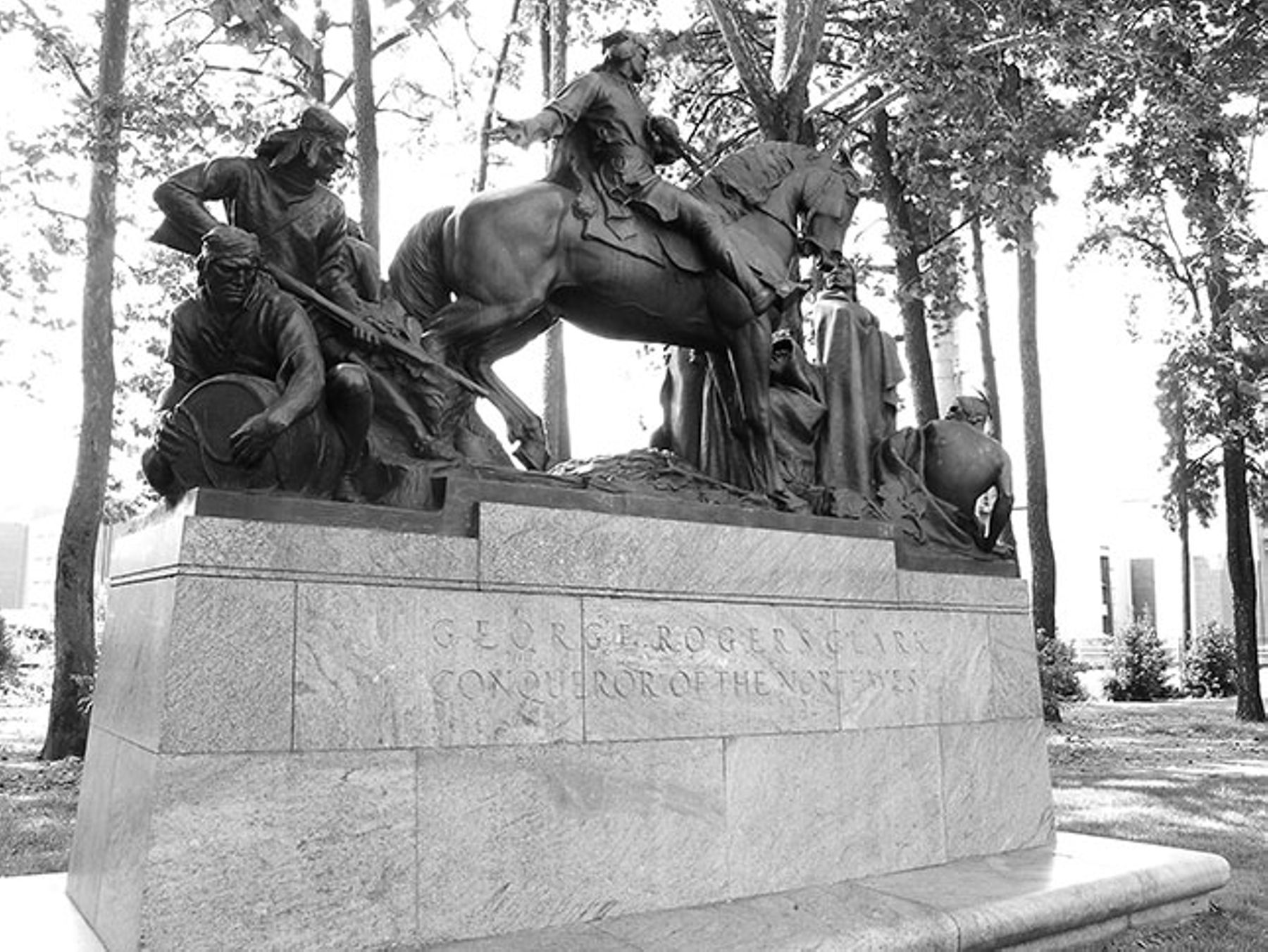 The George Rogers Clark monument (1921), removed from the University of Virginia campus in July 2021. (Catesby Leigh) The George Rogers Clark monument (1921), removed from the University of Virginia campus in July 2021. (Catesby Leigh)