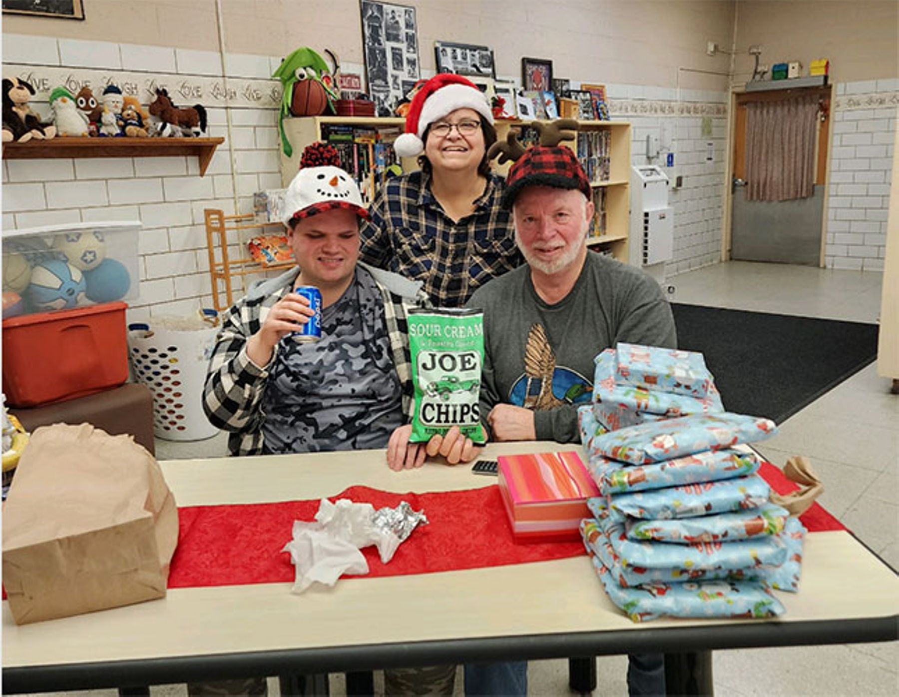 Joey Jennings (left) and Susan Jennings (center) in Joey&rsquo;s room at White Haven Center. (Photo: Susan Jennings)