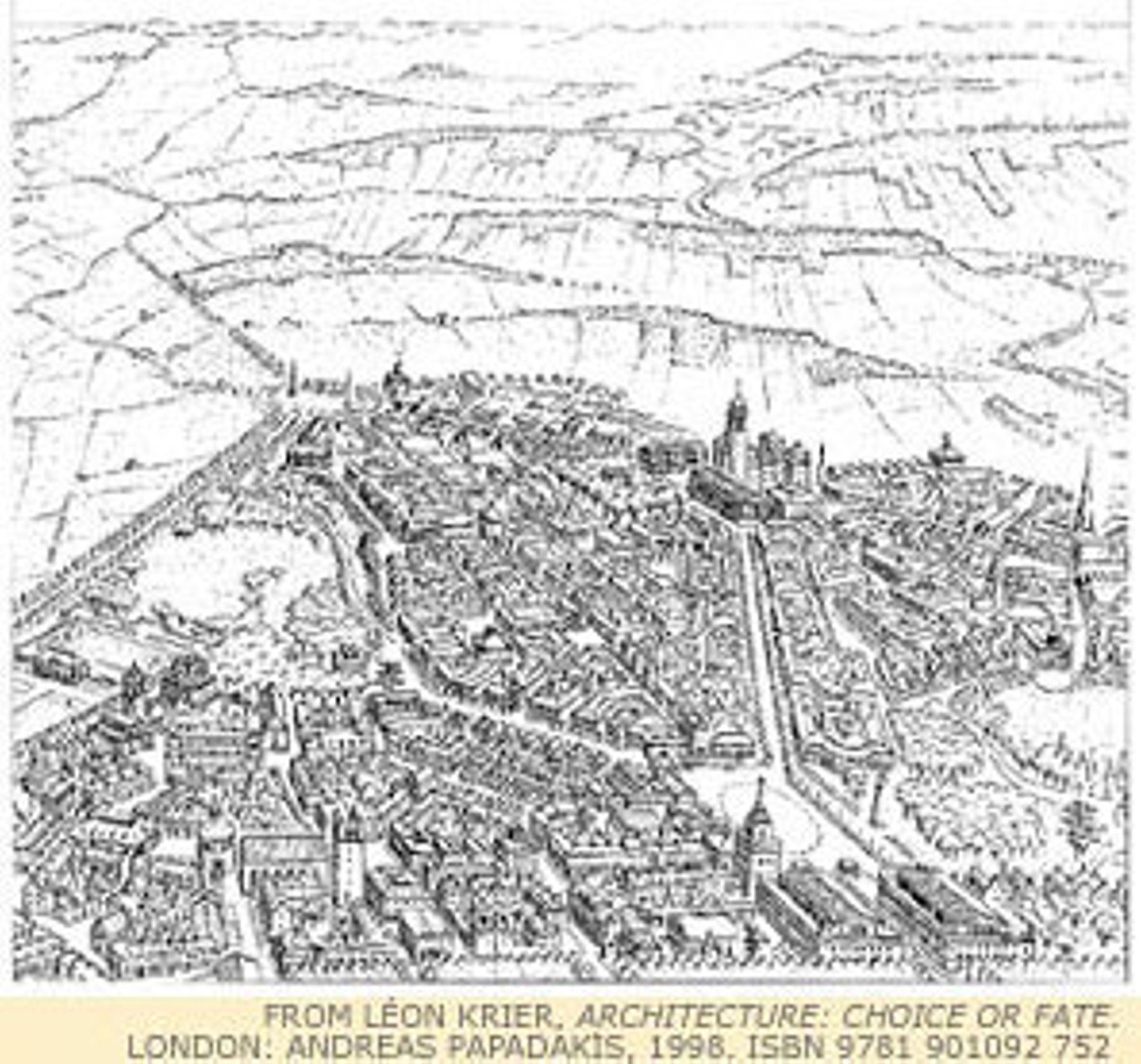Krier's sketch of Poundbury, the Dorset city that he is planning on invitation from the Prince of Wales