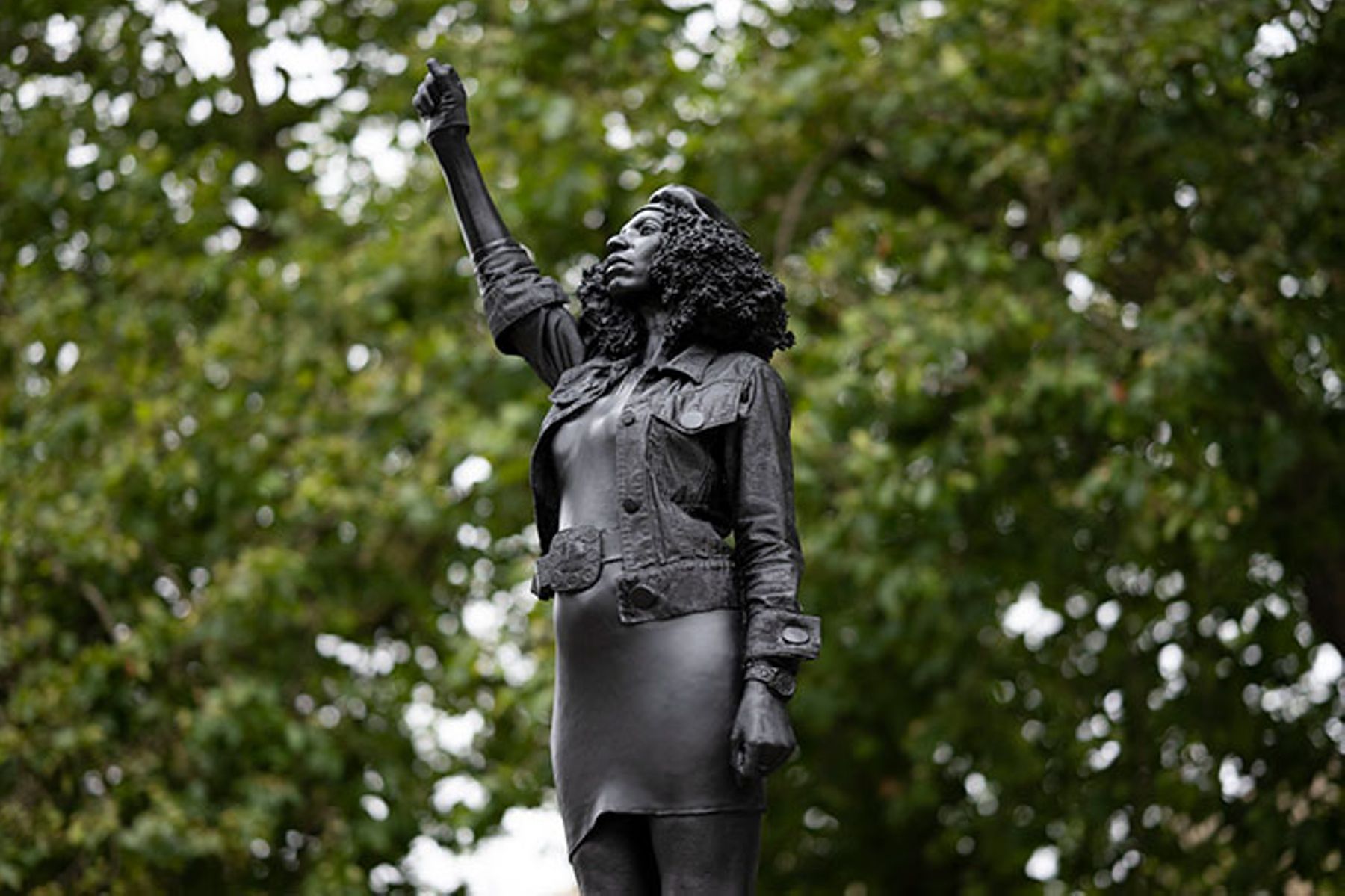 sculpture by Marc Quinn, of Black Lives Matter protestor Jen Reid in Bristol, England.