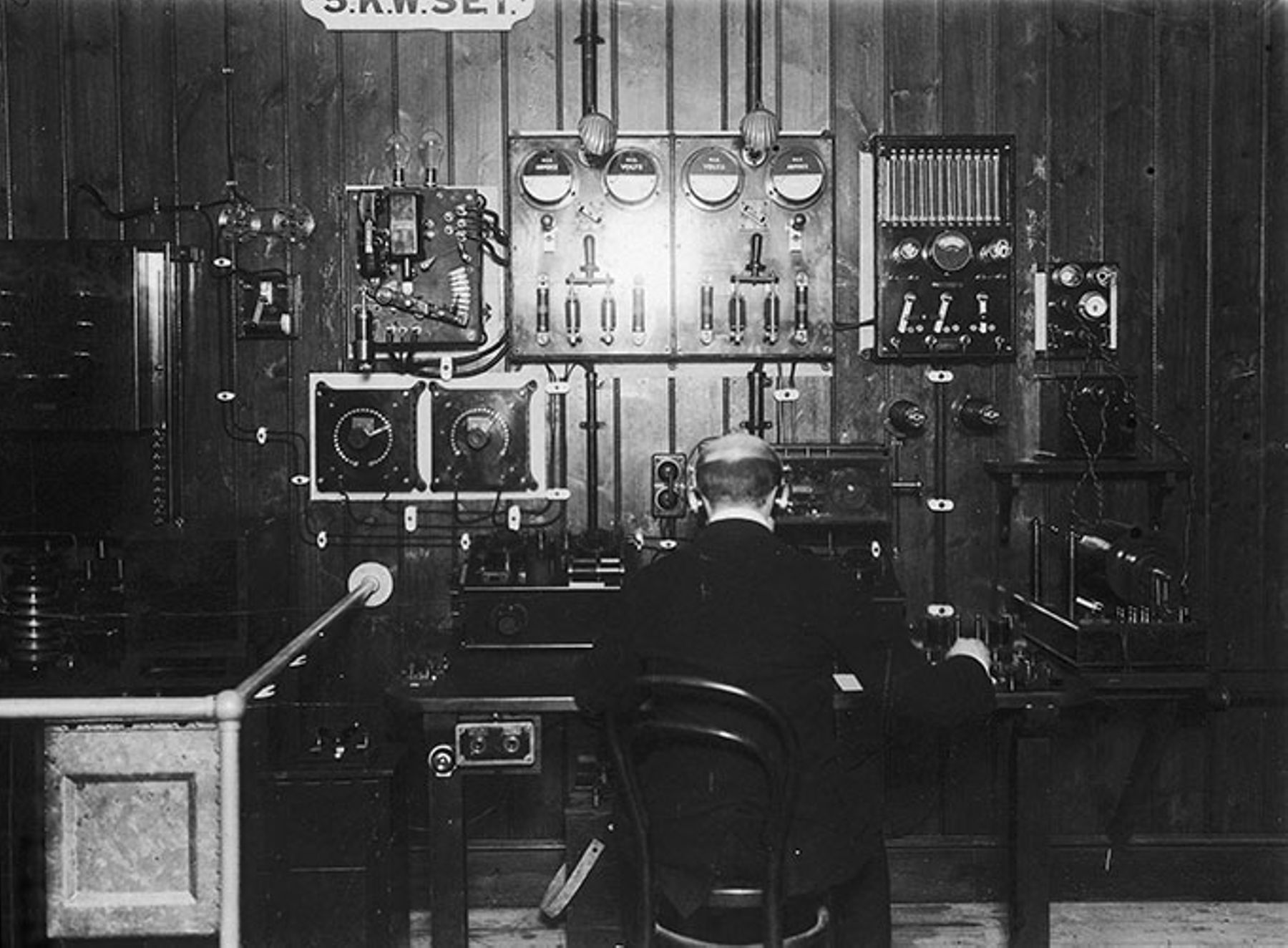 A trainee wireless telegraph operator at Marconi House, London, 18th March 1913.