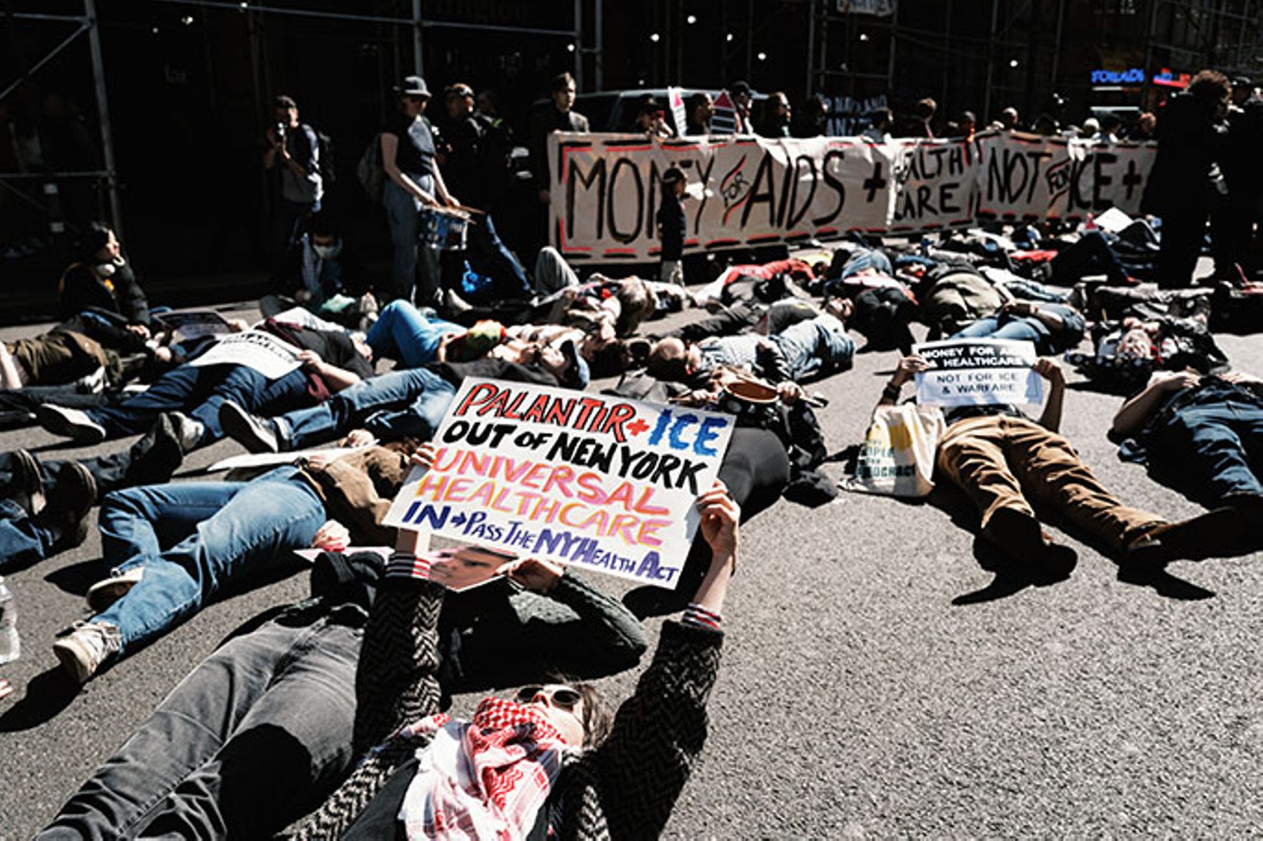ACT UP’s “die-in” protest in New York.