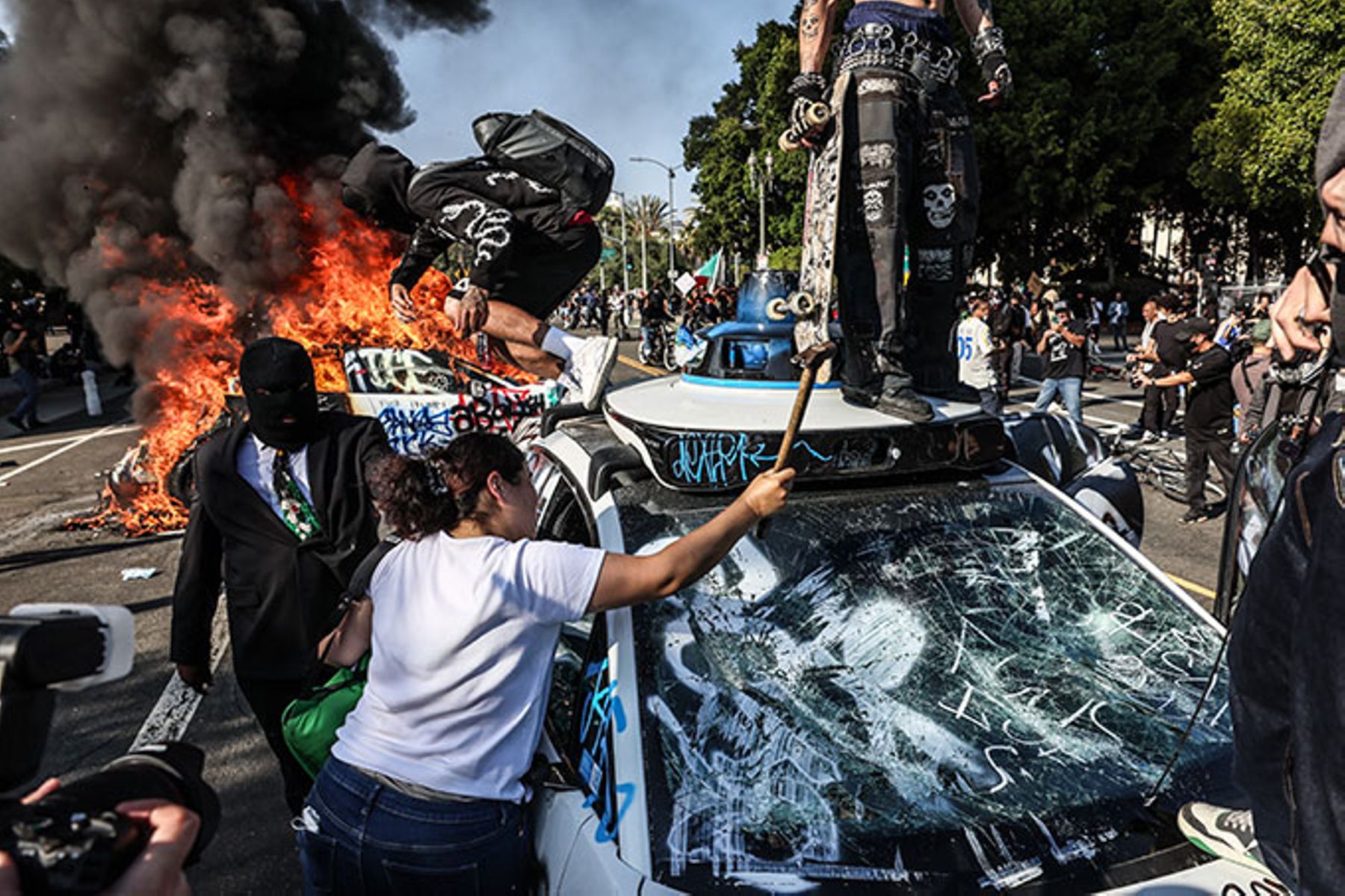 An anti-ICE riot in Los Angeles last summer.