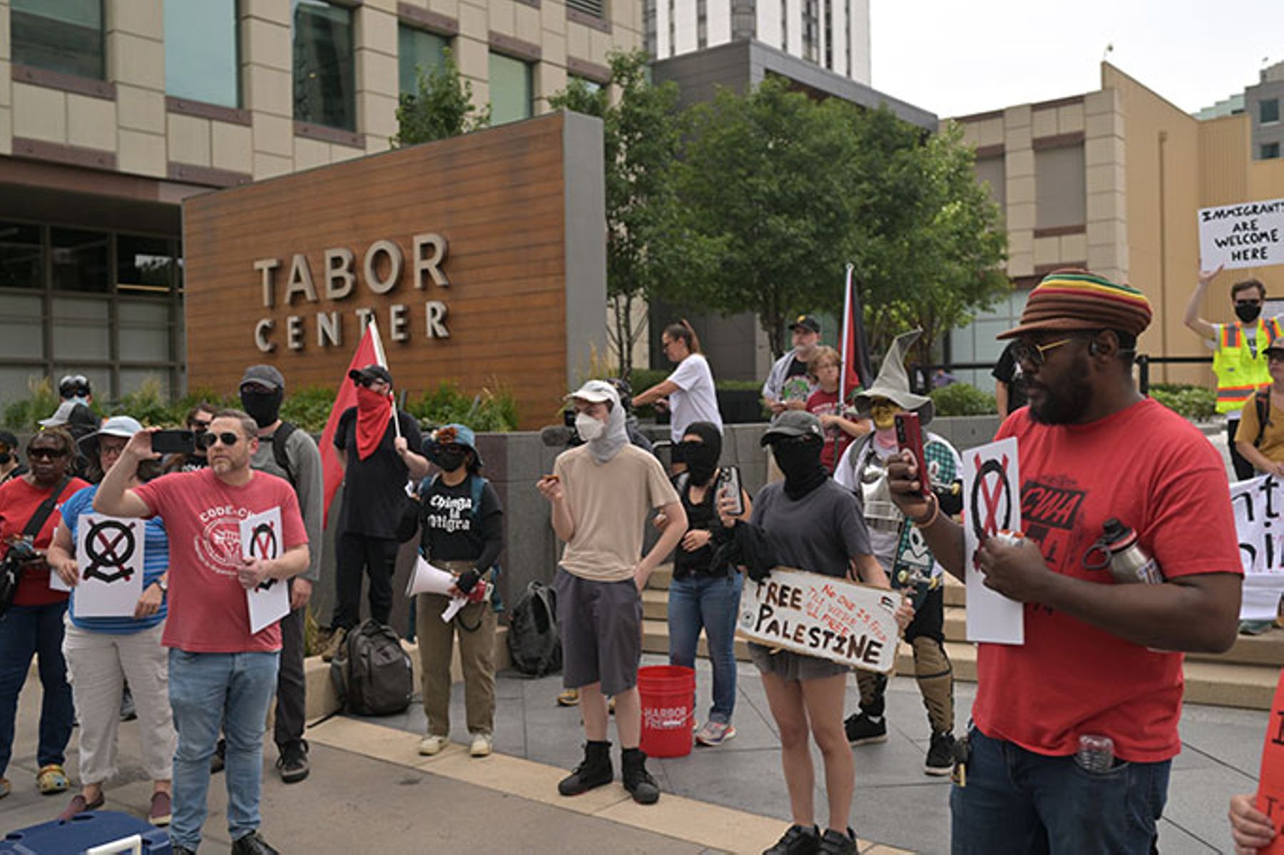 An anti-Palantir protest in Denver in 2025.