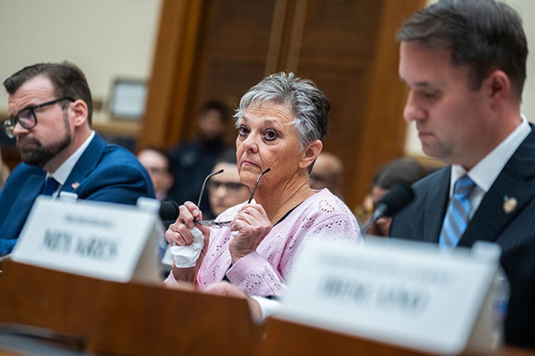 Cheryl Minter testifies at a House hearing on Fairfax County sanctuary policies in Washington on May 14, 2026.