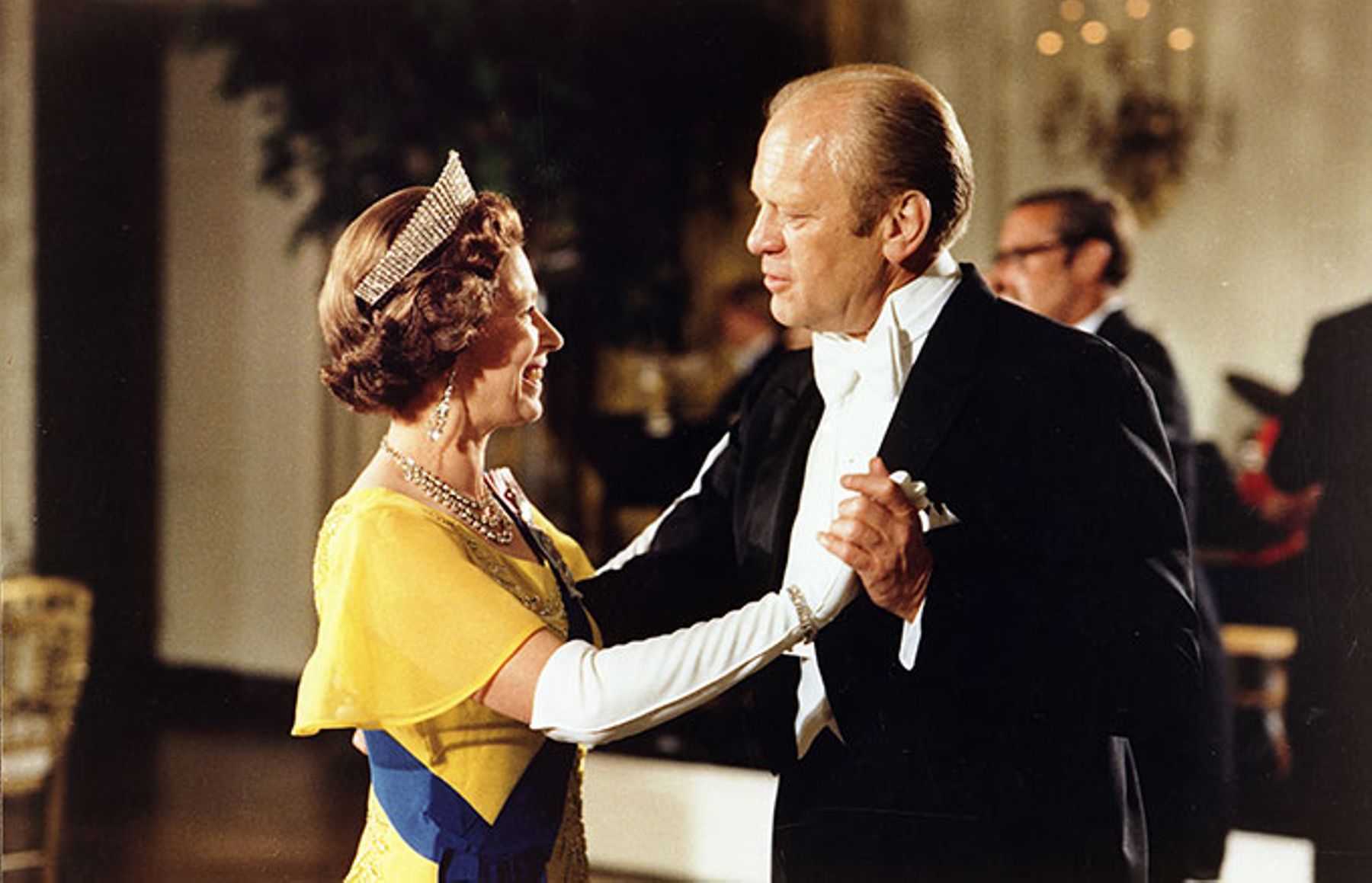 Gerald Ford dancing with Queen Elizabeth II at the ball at the White House, Washington, during the 1976 Bicentennial Celebration.