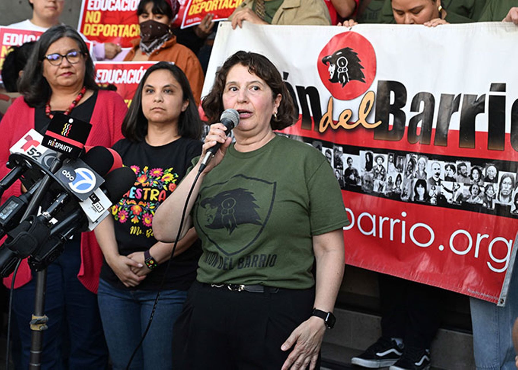Ingrid Villeda at rally for Benjamin Marcelo Guerrero-Cruz, who was taken by immigration agents.