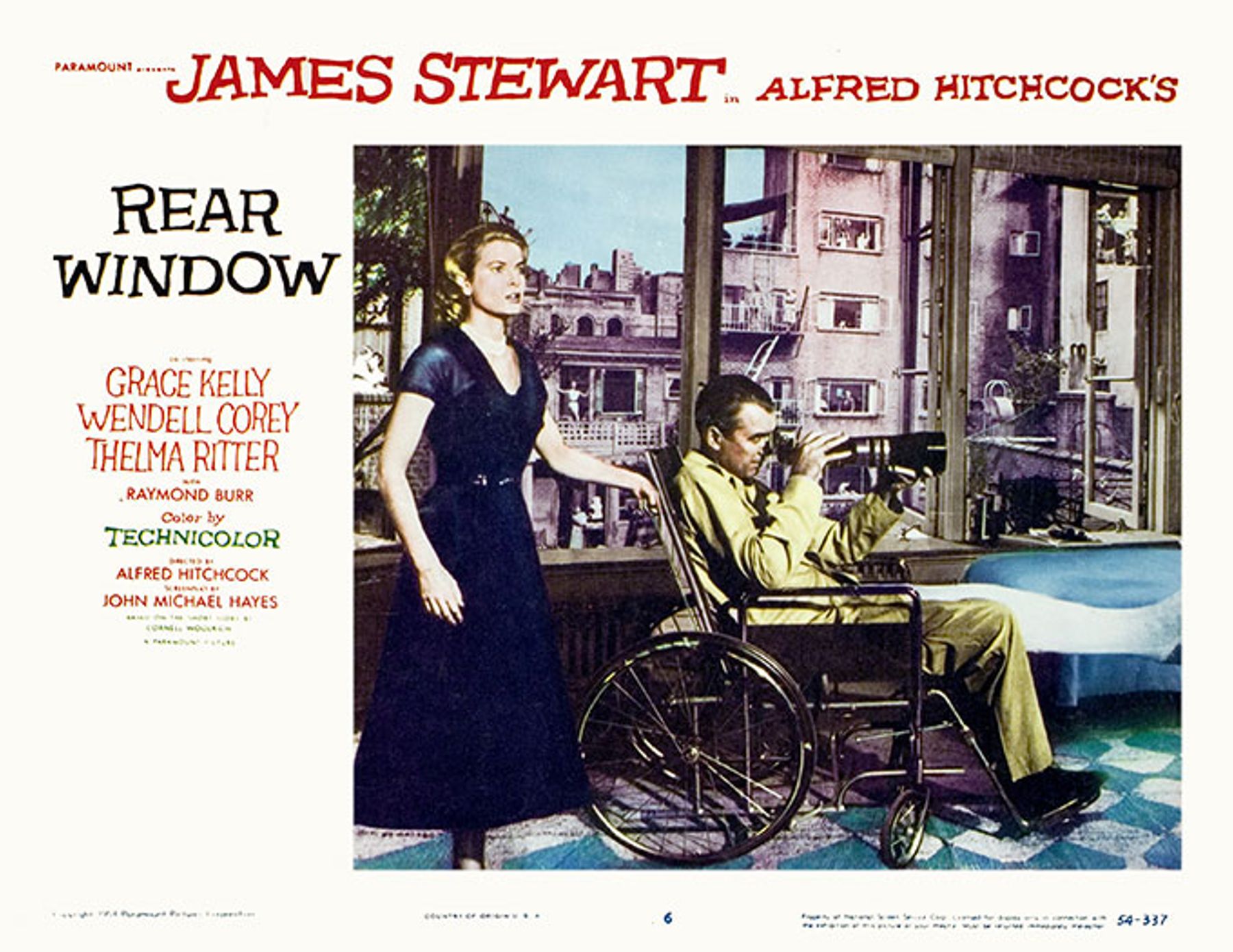 Rear Window, lobbycard, Grace Kelly, James Stewart, 1954.