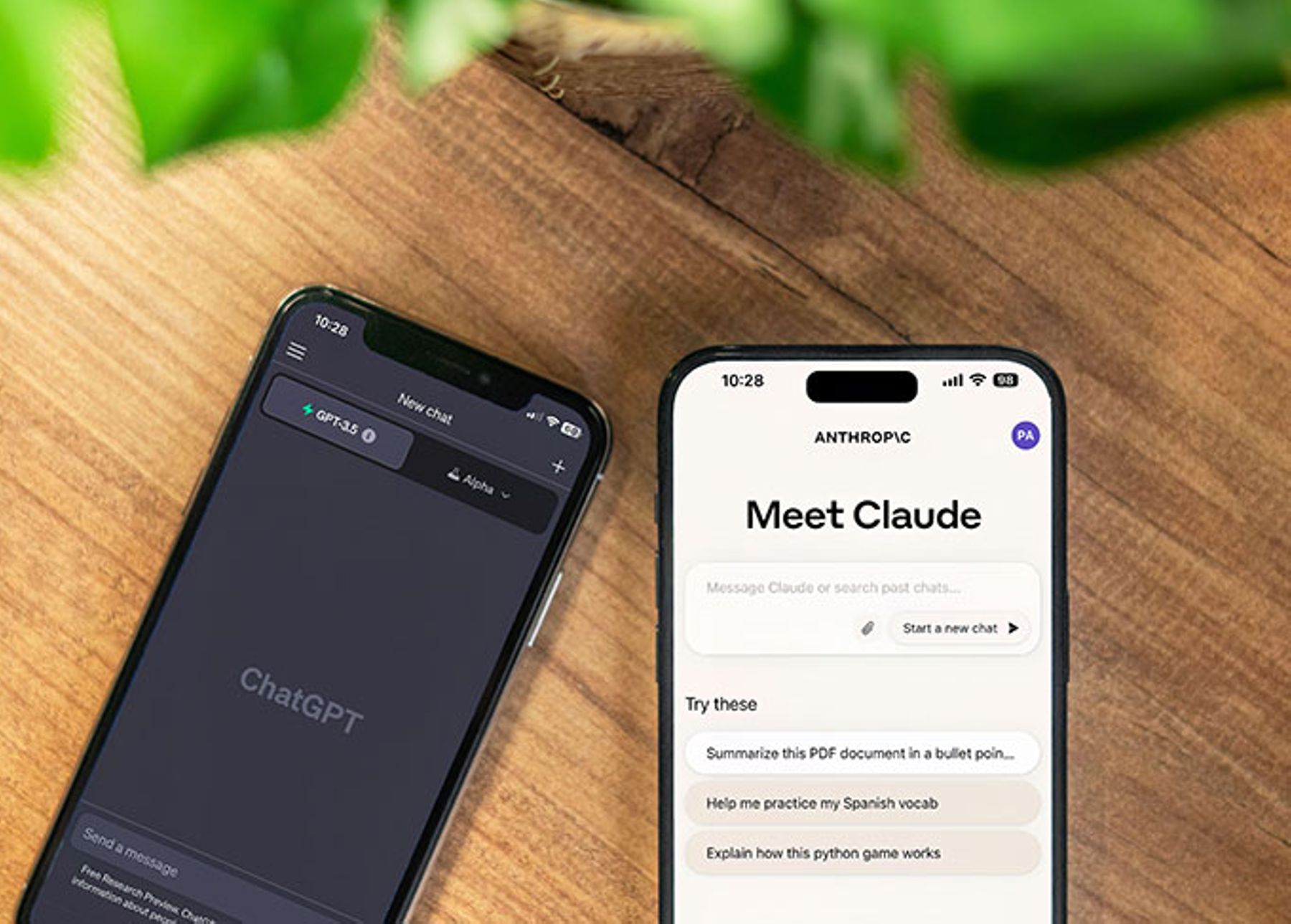 Claude 2 AI and ChatGPT icons seen in an iPhone.