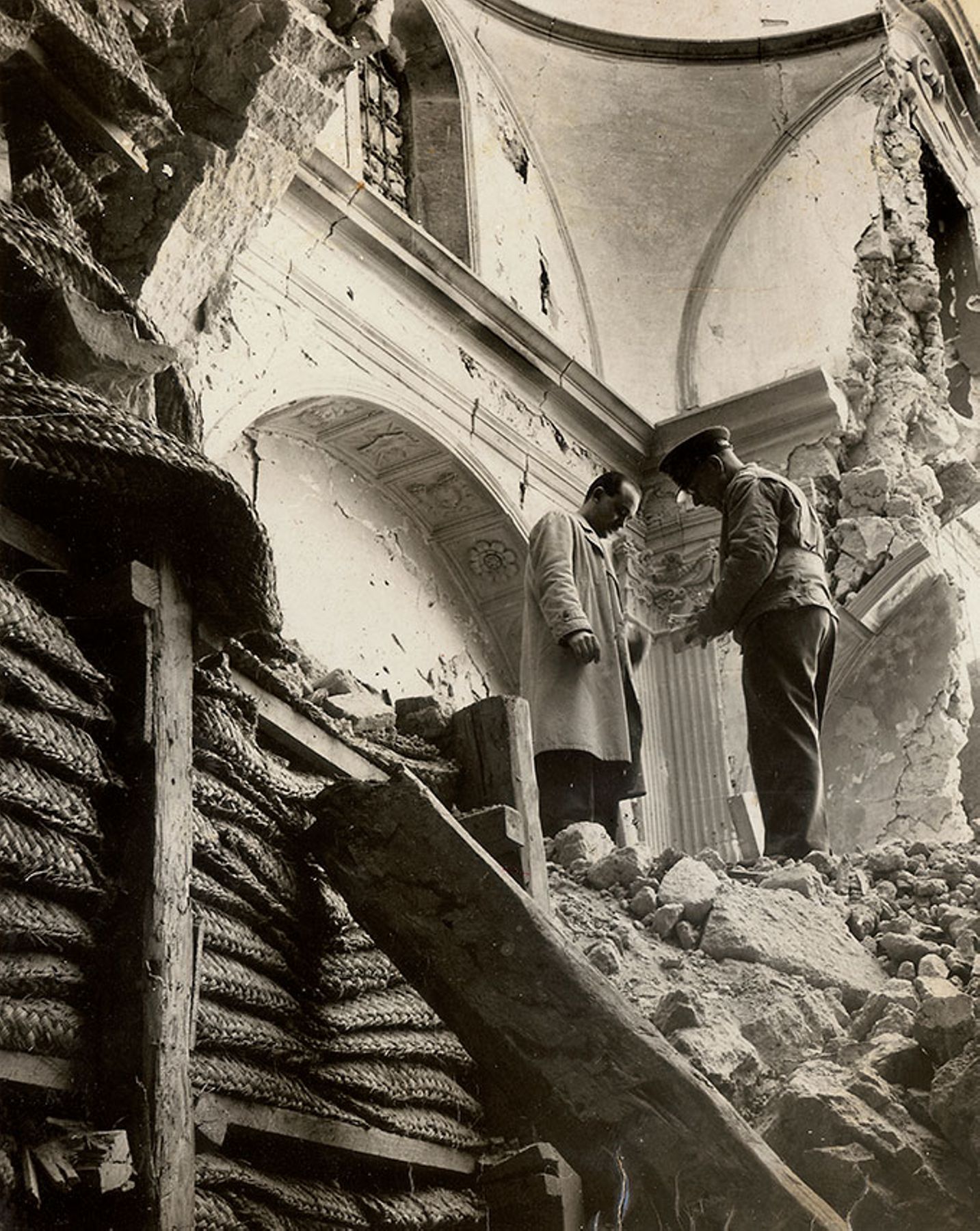 Damaged Church of Saint Anna, Naples, World war II.