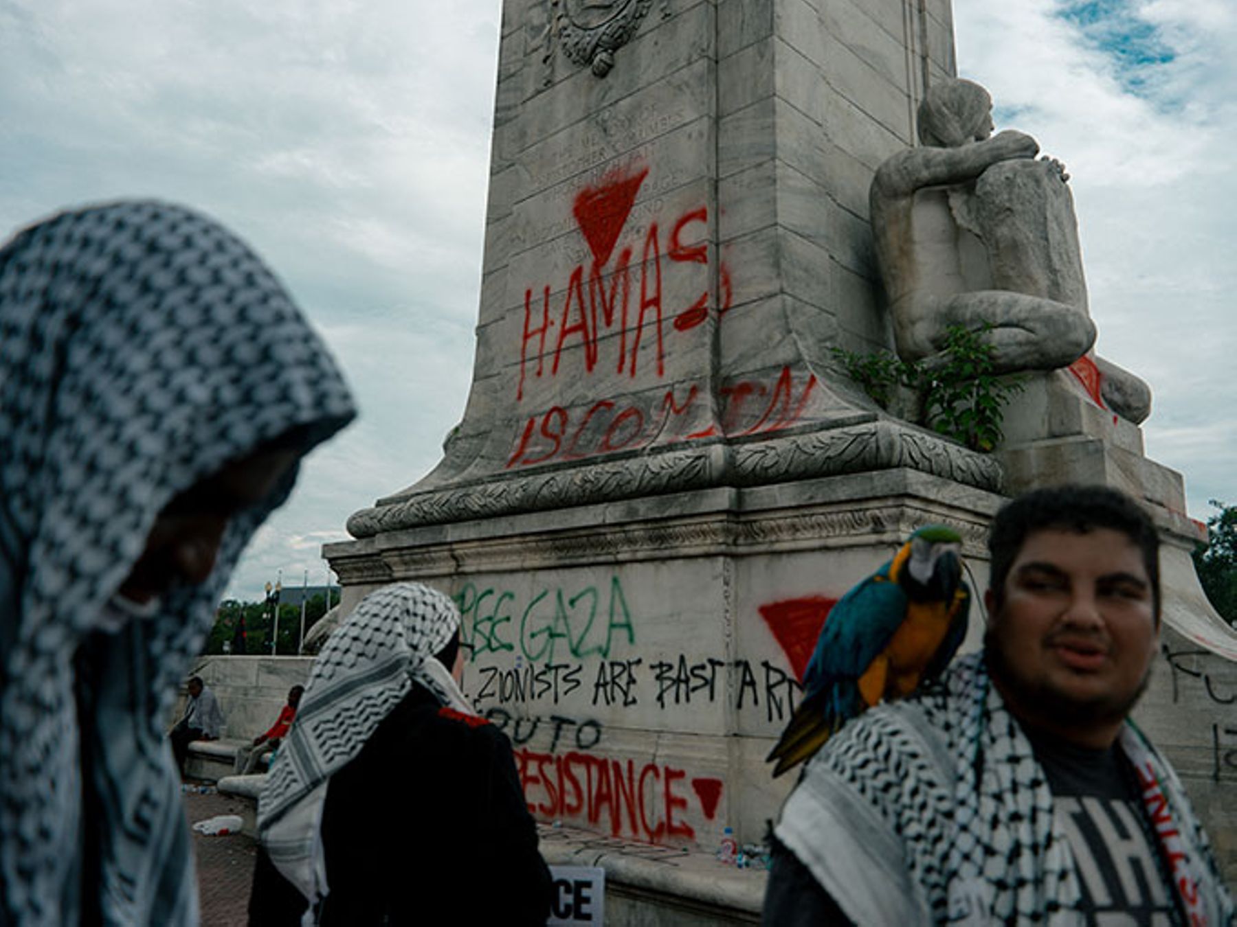 Pro Palestine Protestors demonstrate outside the Capitol Building following Israeli Prime Minister Benjamin Netanyahu's address during a joint session of Congress in Washington, DC on July 24, 2024.