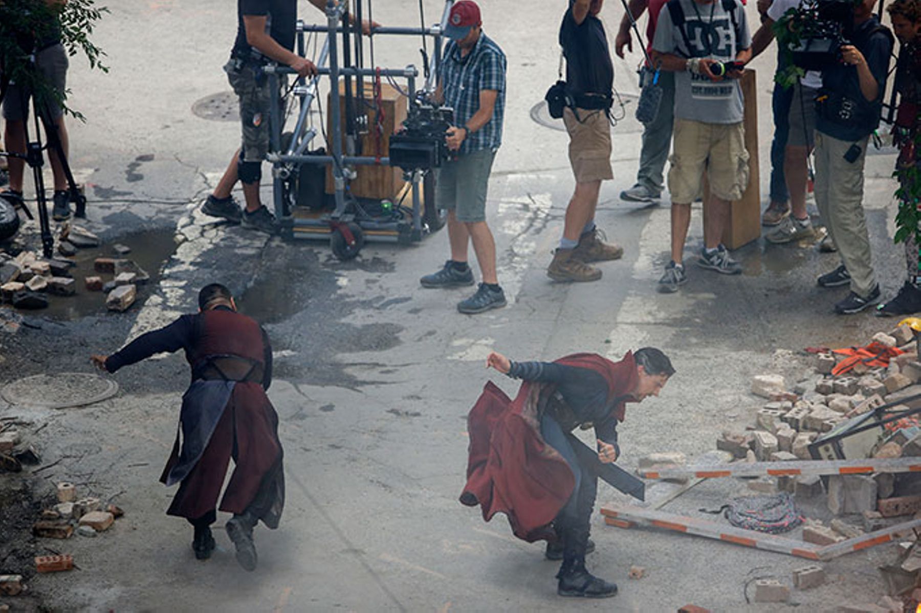 Benedict Wong and Benedict Cumberbatch during the filming of "Avengers: Infinity War" in Atlanta.