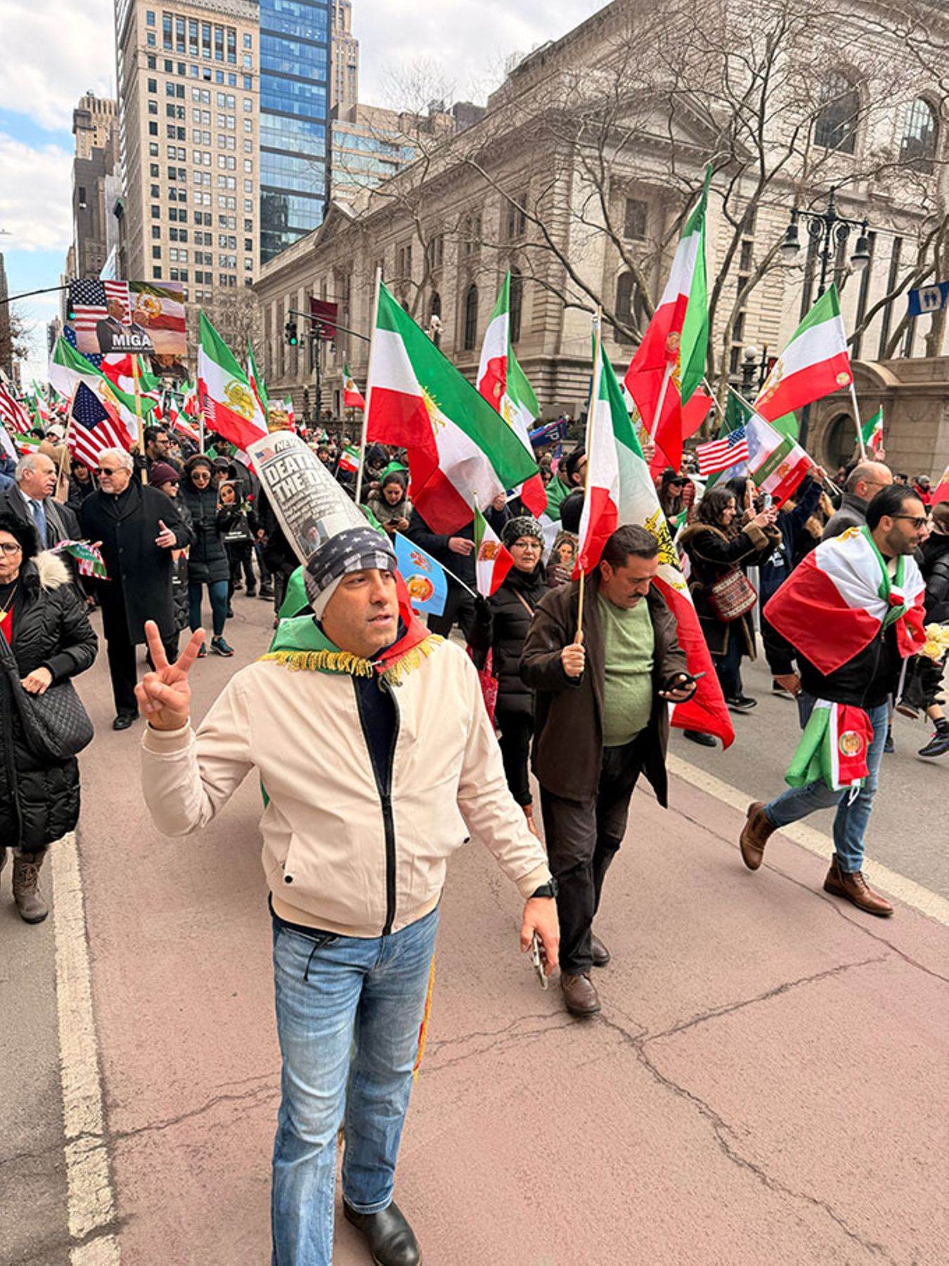 In New York Iranian Americans Celebrate the Ayatollahs Demise.