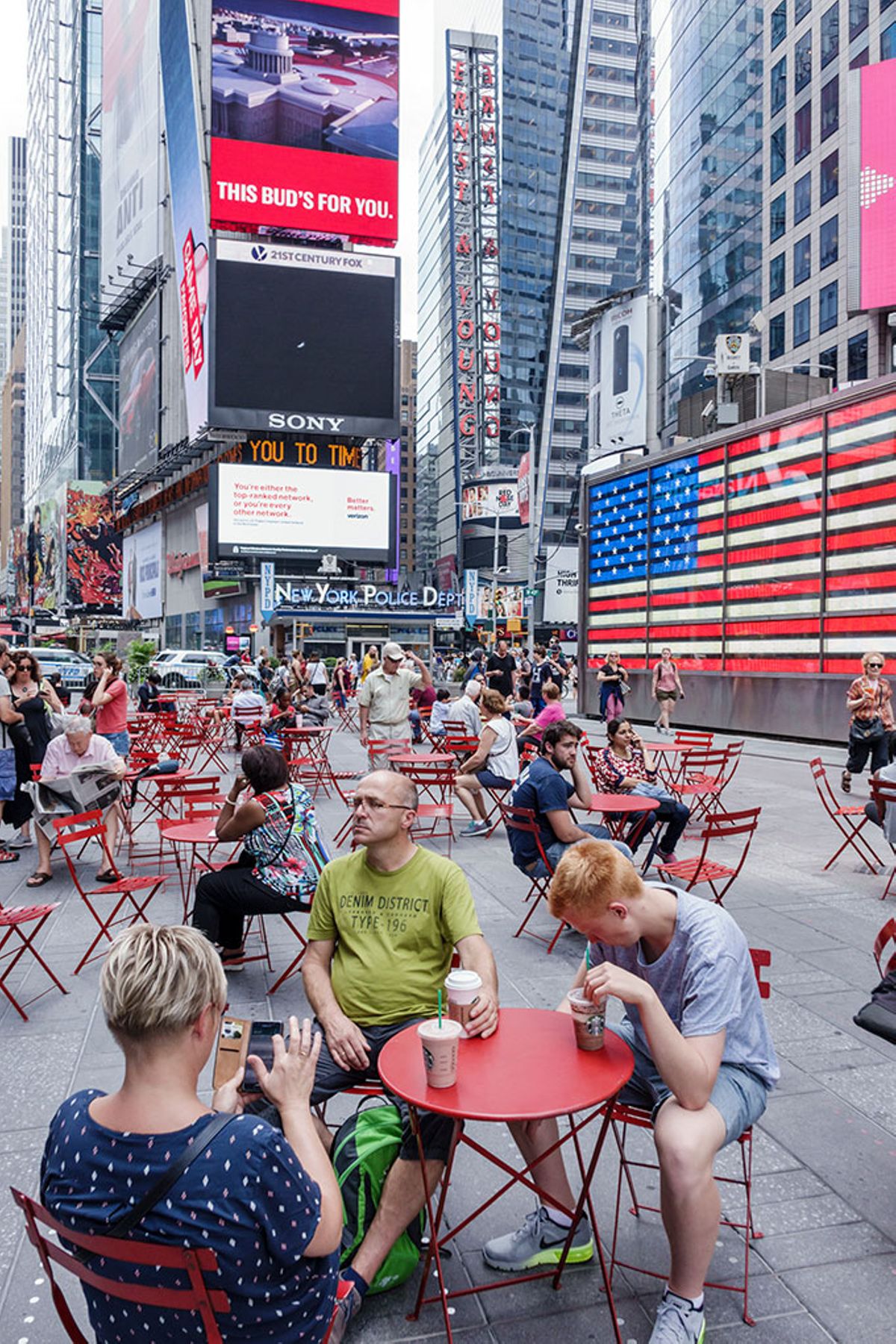 A pedestrianized Times Square, New York.